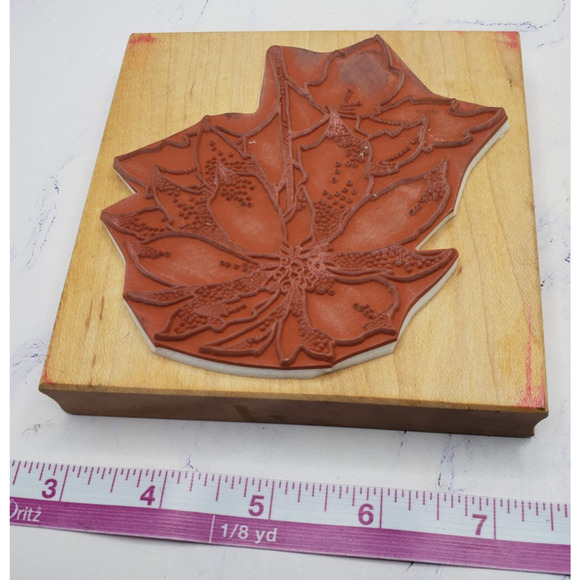 Christmas Poinsettia Flower Large Comotion Wood Mounted Rubber Stamps 2391 - Picture 6 of 7